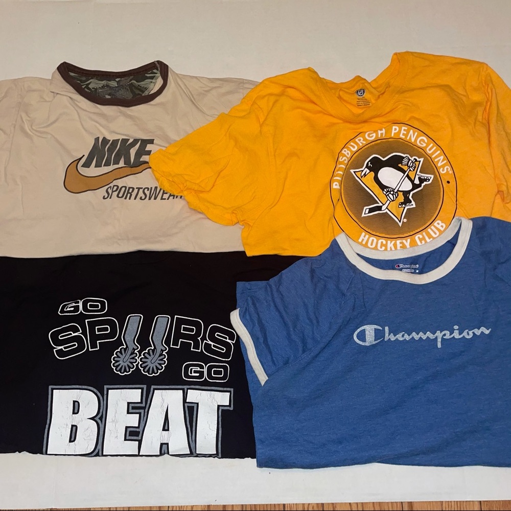 4 Vintage Style Shirts L/XL Nike Champion Penguins